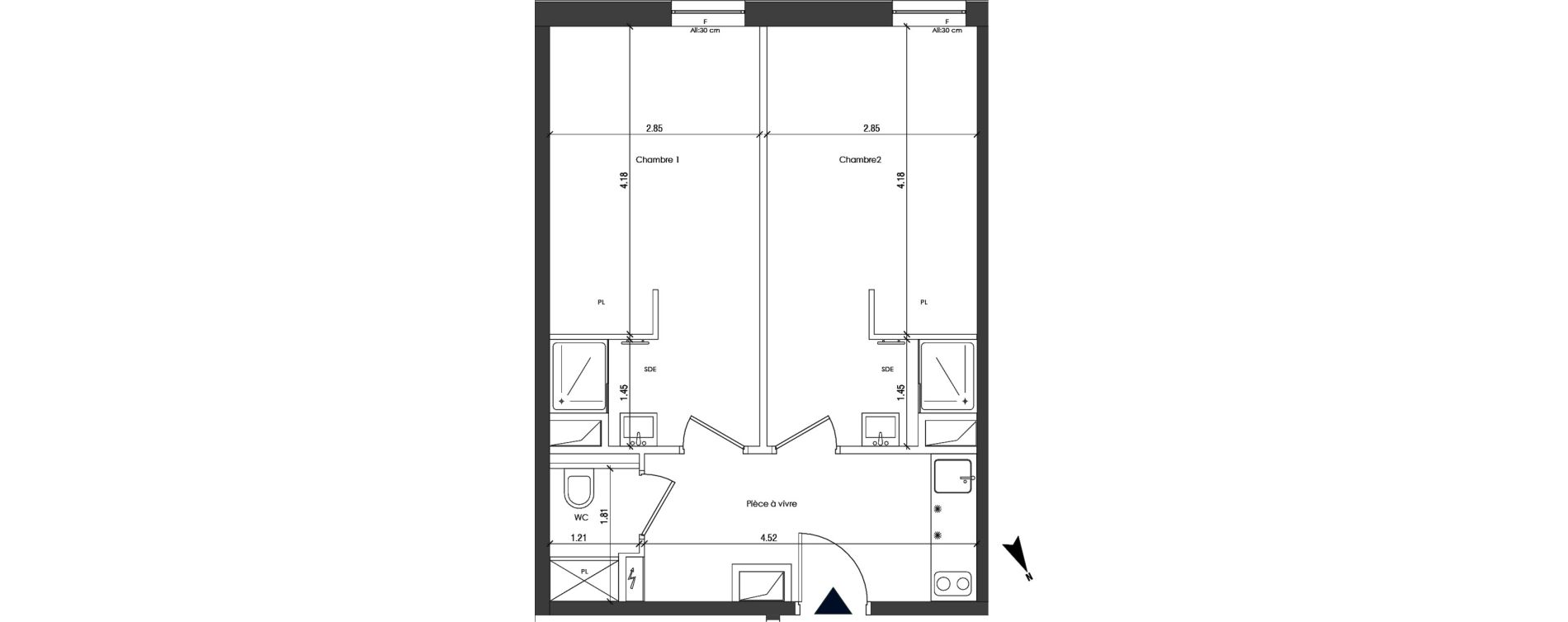 Appartement T2 de 42,34 m2 &agrave; Palaiseau Centre