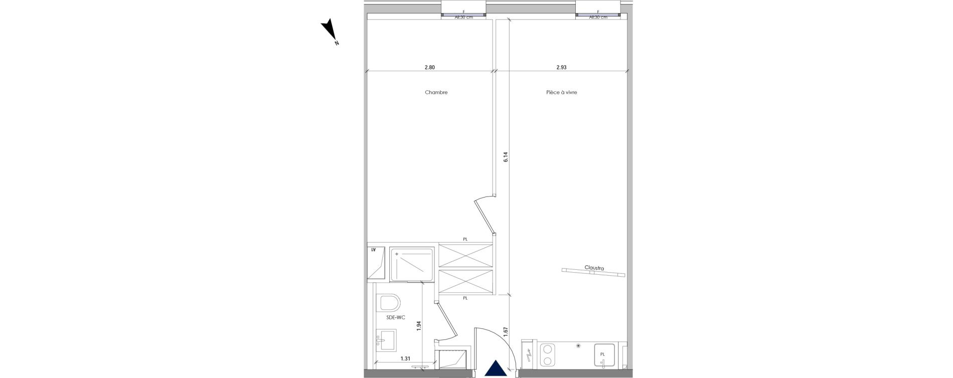 Appartement T2 de 42,99 m2 &agrave; Palaiseau Centre