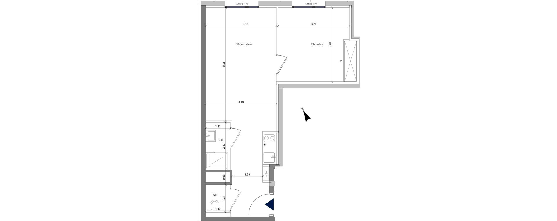 Appartement T2 de 38,71 m2 &agrave; Palaiseau Centre