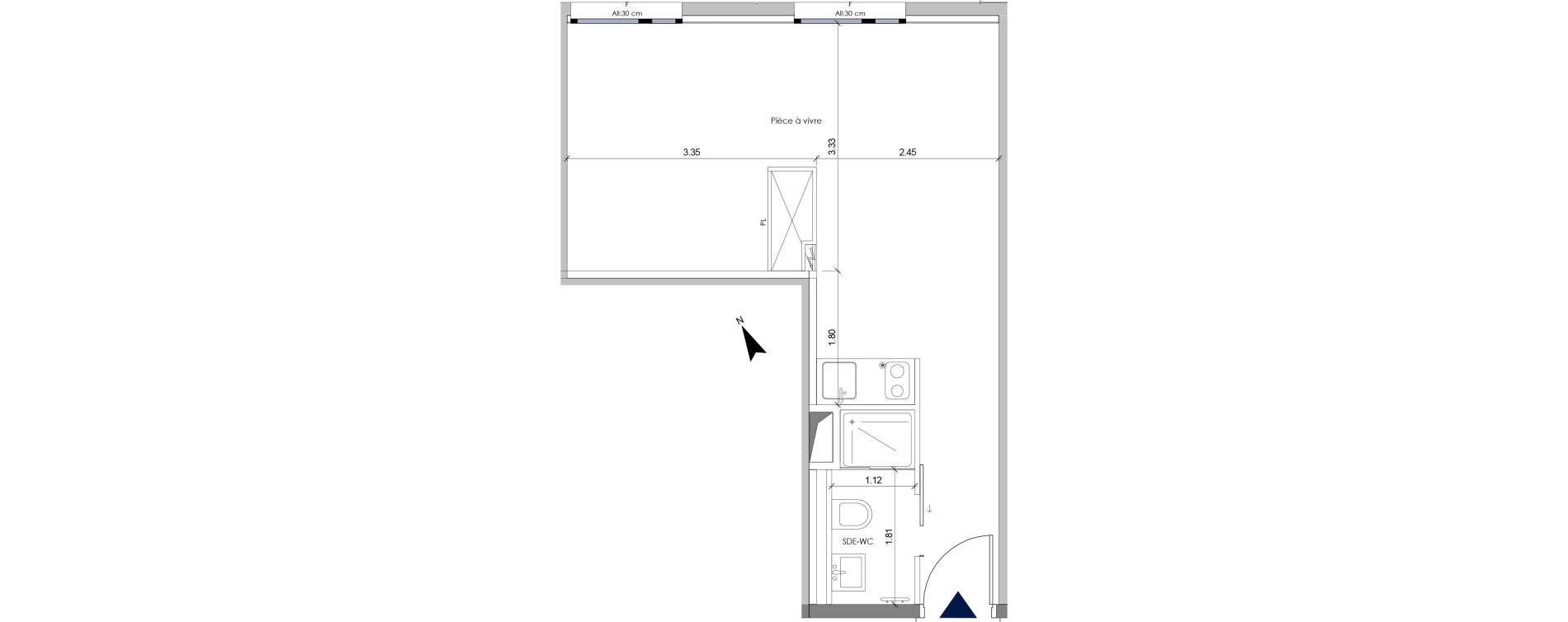 Appartement T1 bis de 29,27 m2 &agrave; Palaiseau Centre