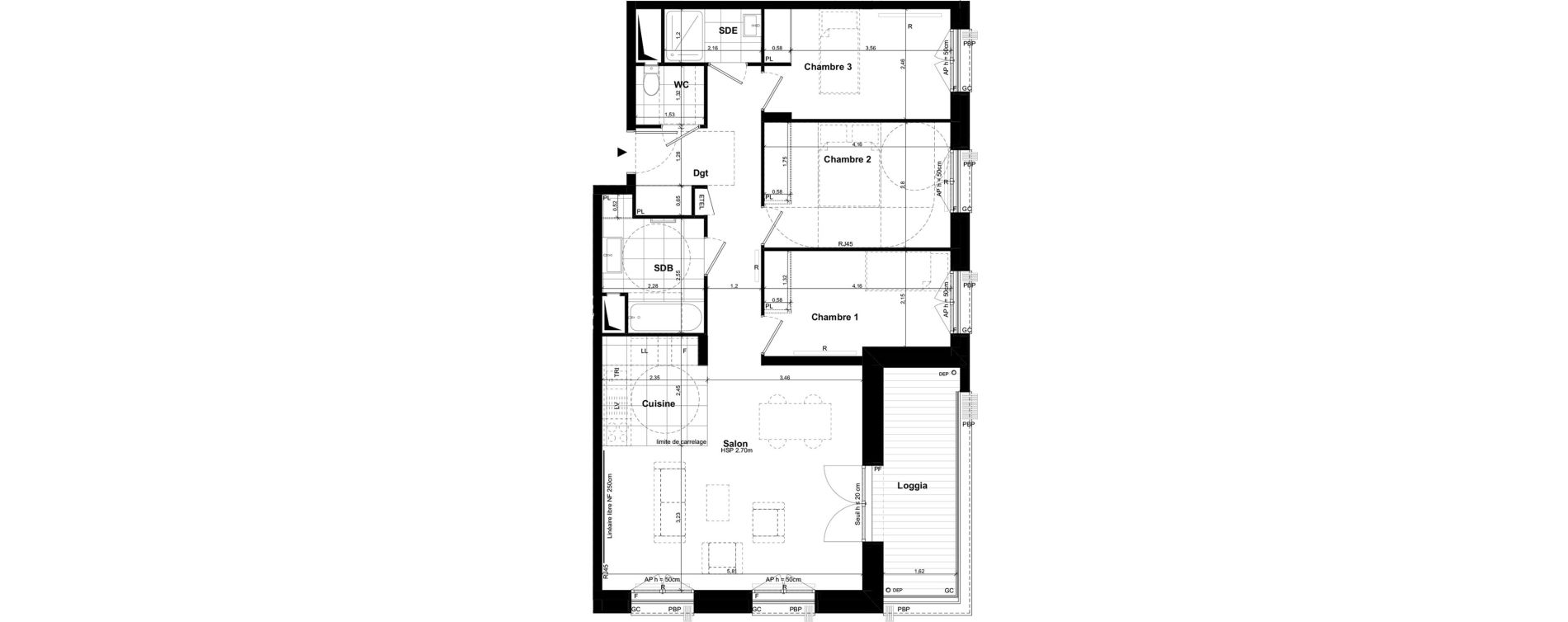 Appartement T4 de 82,90 m2 &agrave; Palaiseau Le central