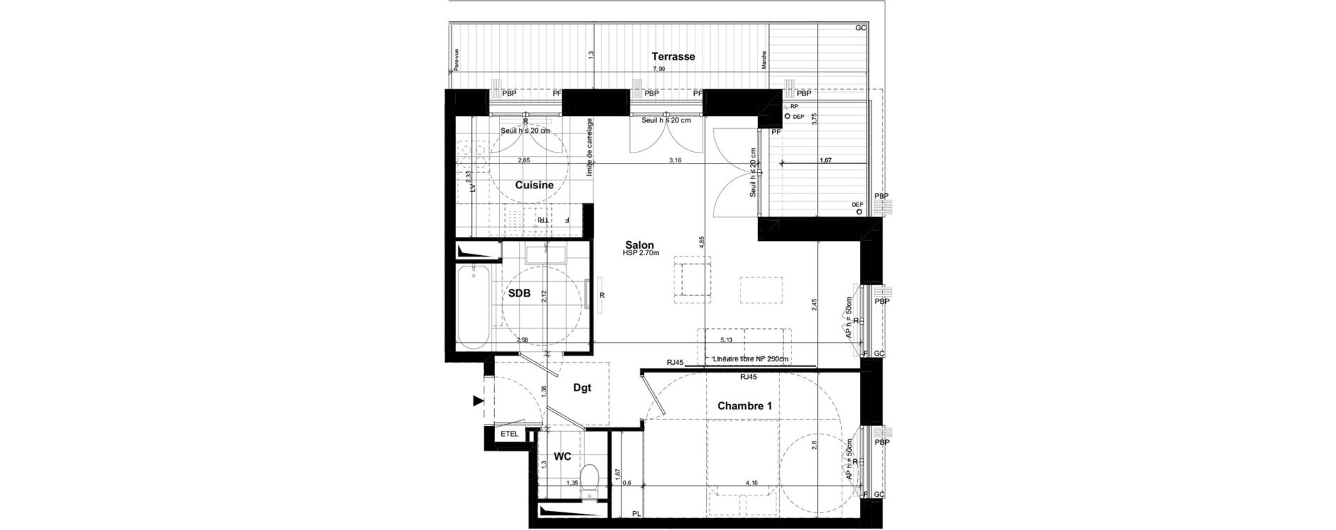 Appartement T2 de 49,35 m2 &agrave; Palaiseau Le central