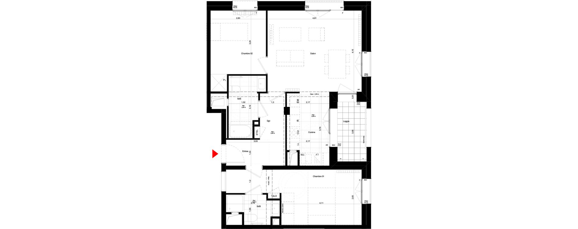 Appartement T3 de 67,71 m2 &agrave; Palaiseau Le central