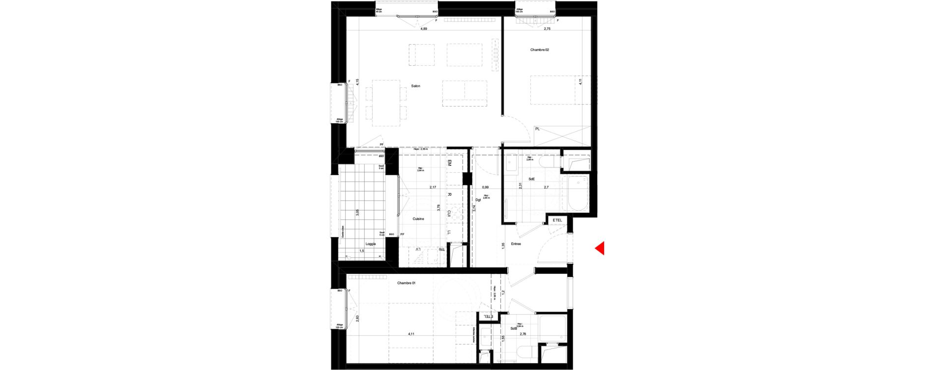 Appartement T3 de 69,10 m2 &agrave; Palaiseau Le central