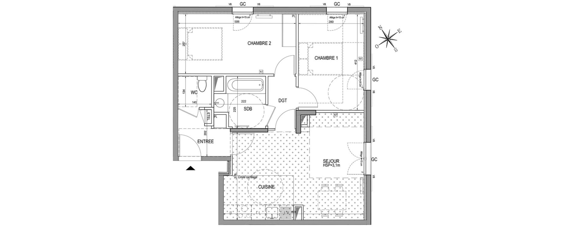 Appartement T3 de 61,18 m2 &agrave; Palaiseau Centre