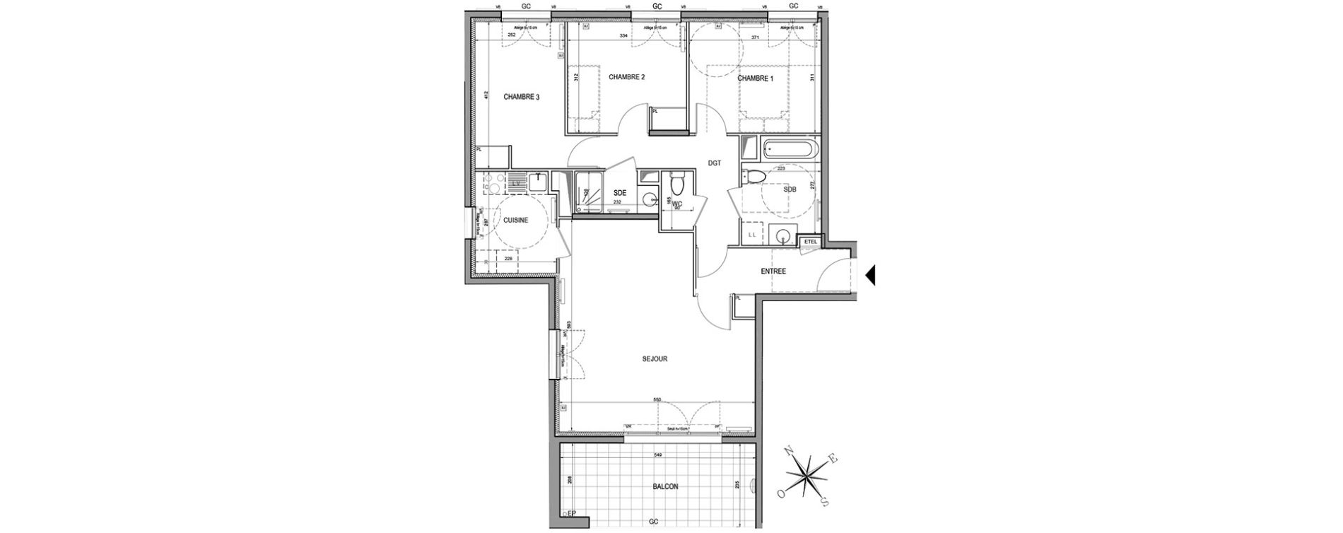 Appartement T4 de 89,77 m2 &agrave; Palaiseau Centre