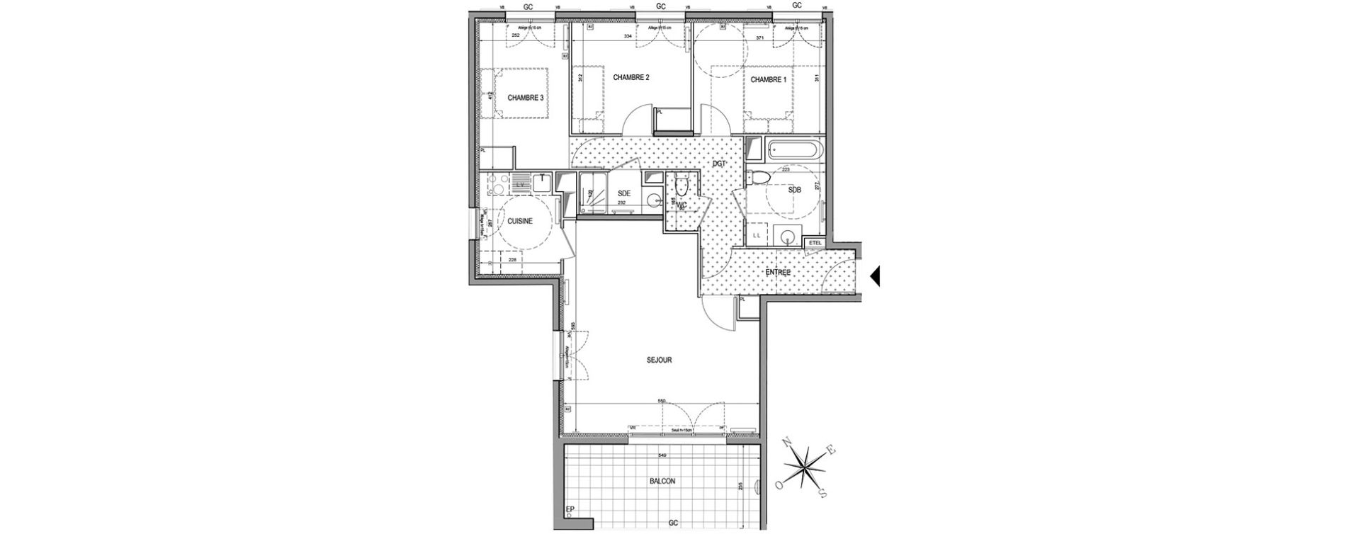 Appartement T4 de 89,77 m2 &agrave; Palaiseau Centre