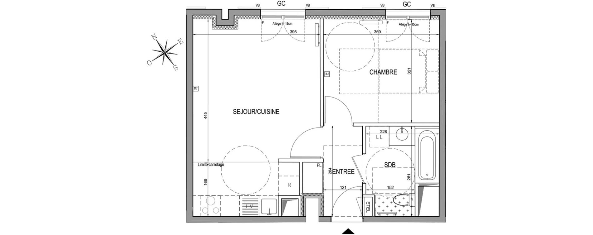 Appartement T2 de 43,33 m2 &agrave; Palaiseau Centre