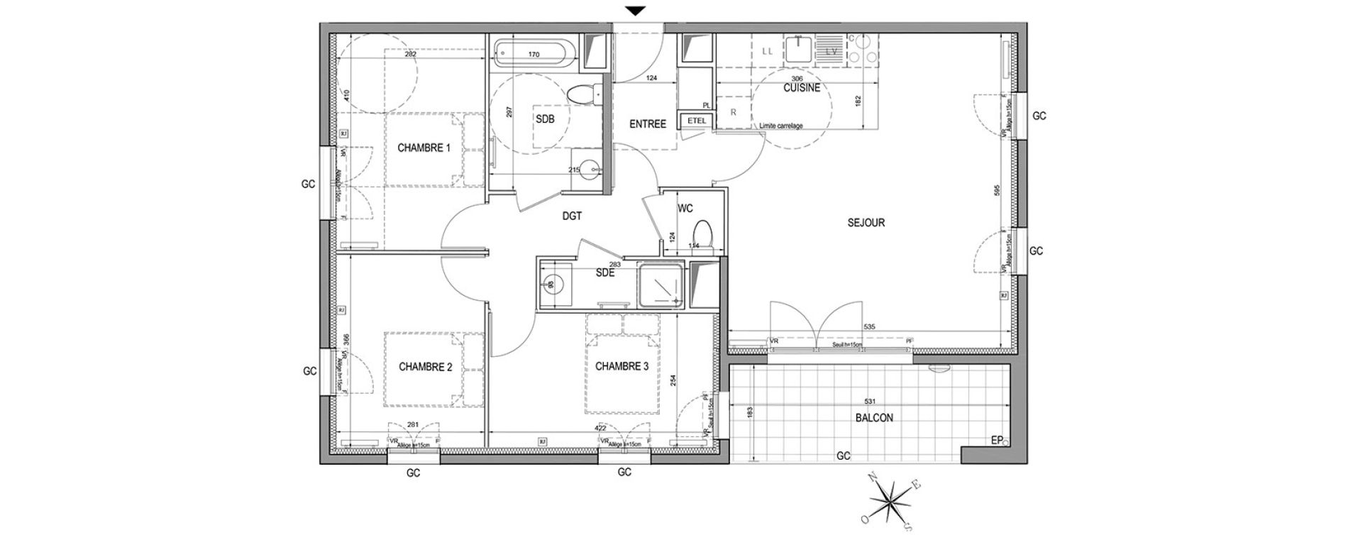 Appartement T4 de 84,64 m2 &agrave; Palaiseau Centre