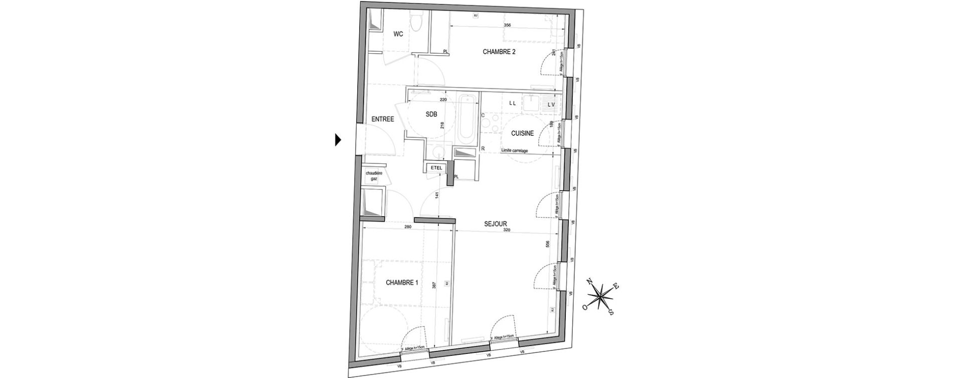 Appartement T3 de 58,68 m2 &agrave; Palaiseau Centre
