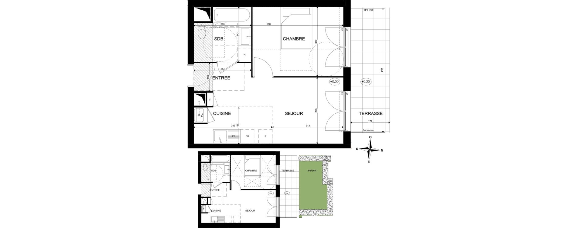 Appartement T2 de 38,10 m2 &agrave; Paray-Vieille-Poste Centre