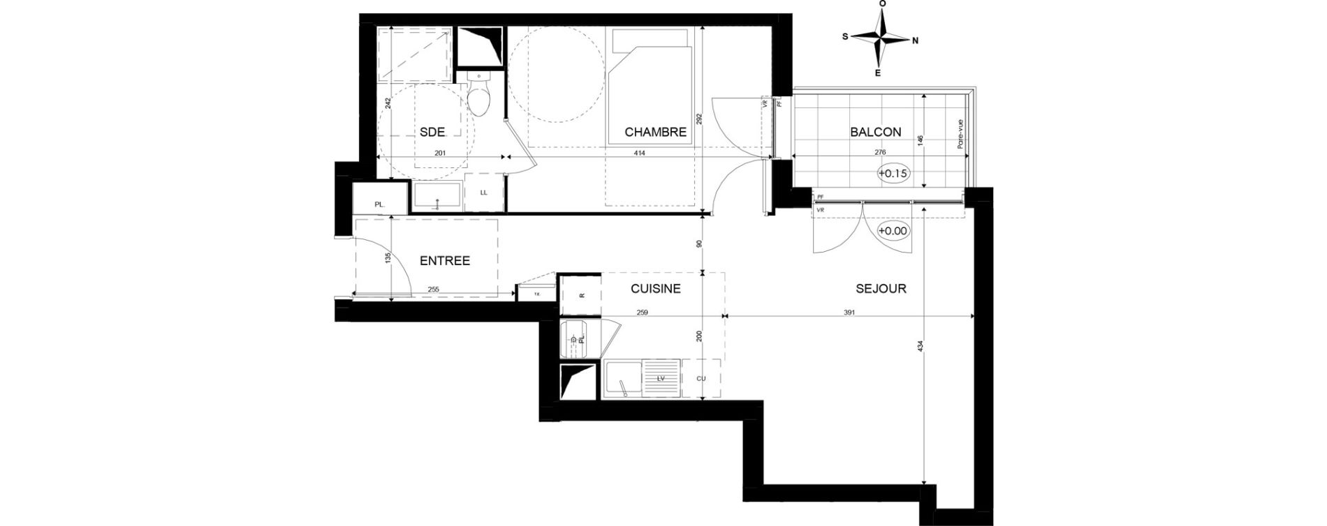 Appartement T2 de 45,08 m2 &agrave; Paray-Vieille-Poste Centre