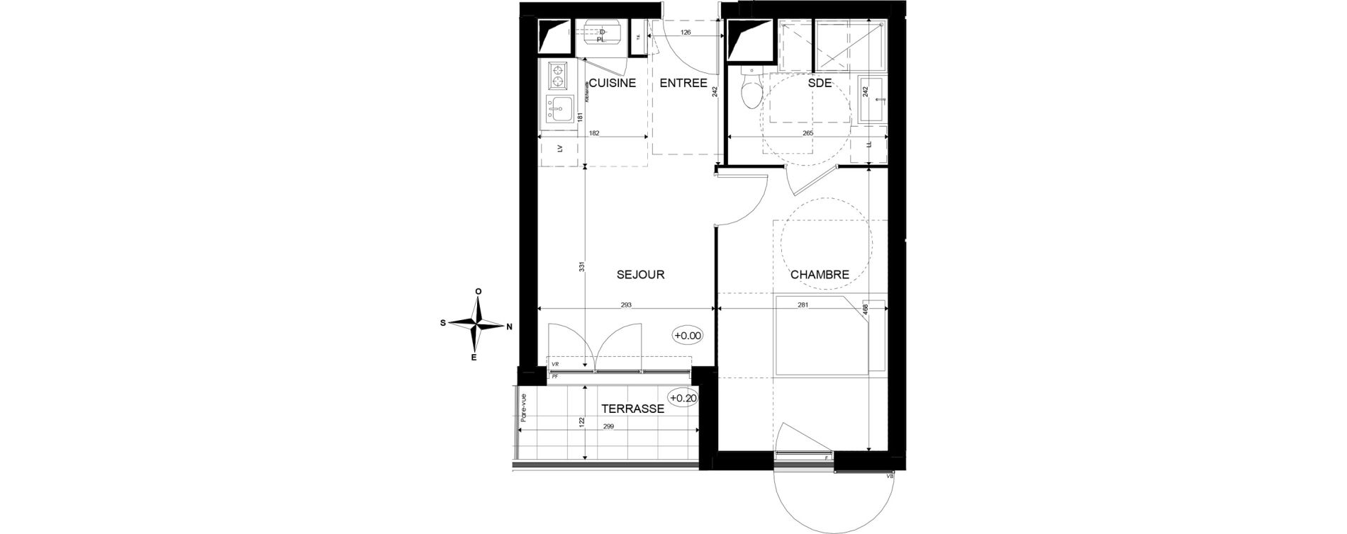 Appartement T2 de 35,58 m2 &agrave; Paray-Vieille-Poste Centre