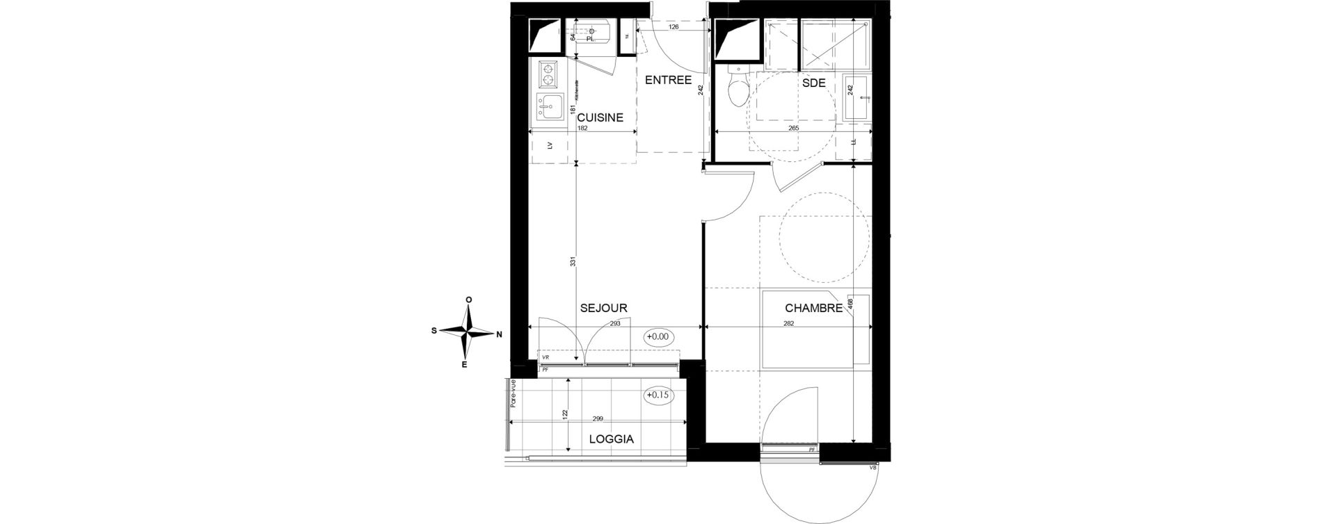 Appartement T2 de 35,58 m2 &agrave; Paray-Vieille-Poste Centre