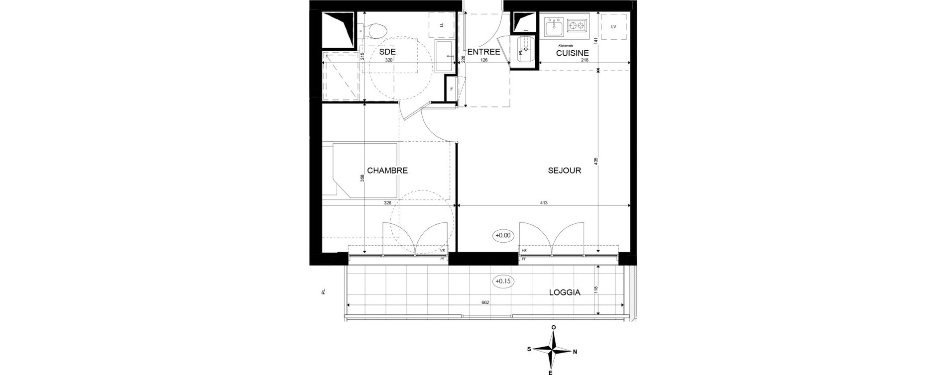 Appartement T2 de 40,58 m2 &agrave; Paray-Vieille-Poste Centre