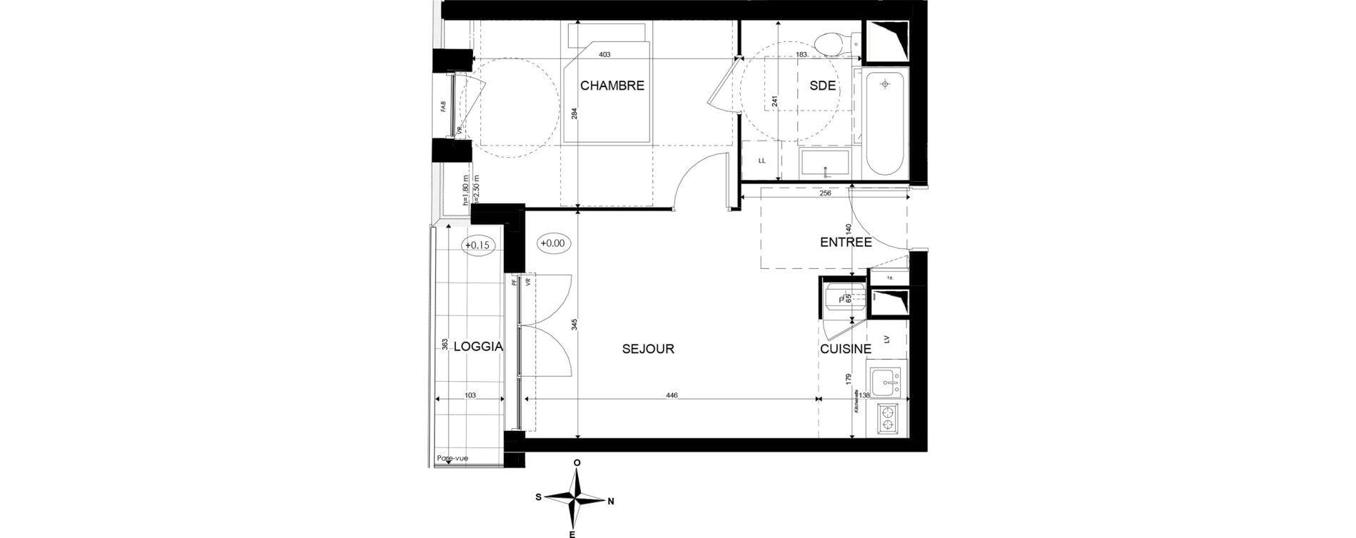 Appartement T2 de 37,98 m2 &agrave; Paray-Vieille-Poste Centre