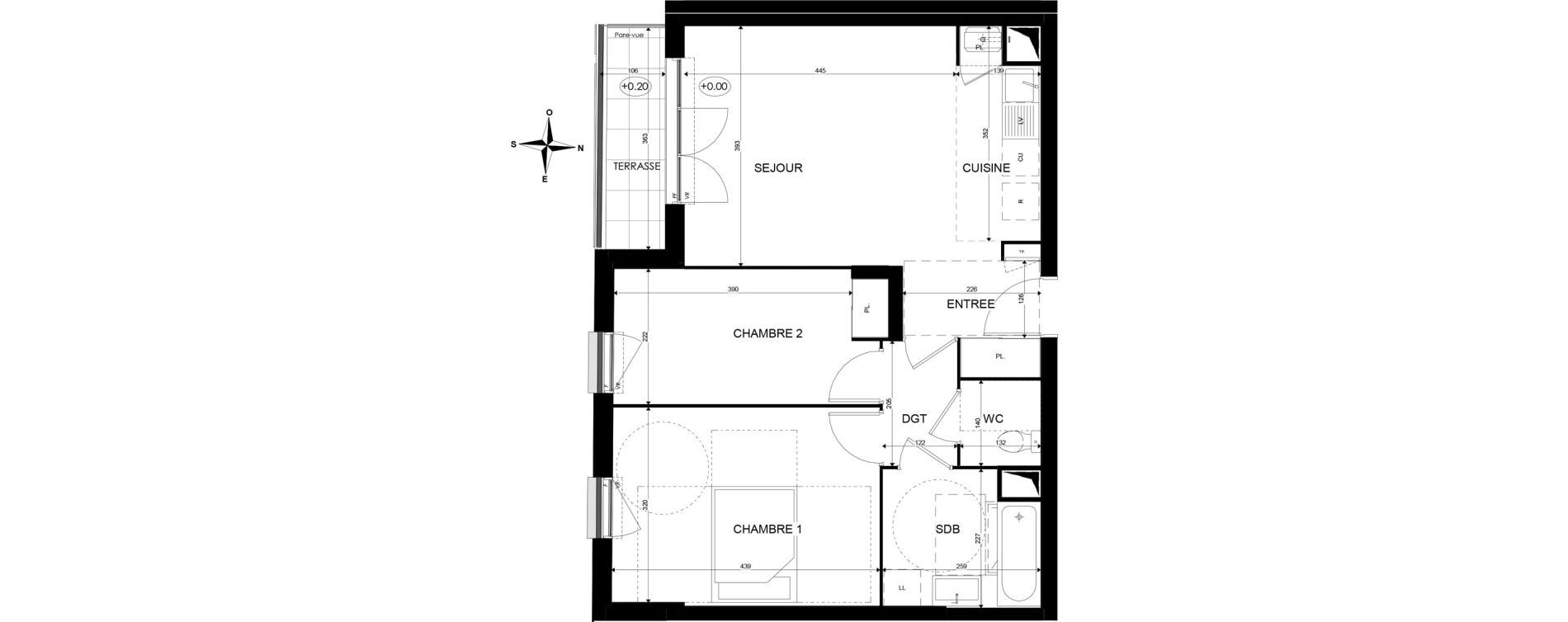 Appartement T3 de 59,47 m2 &agrave; Paray-Vieille-Poste Centre