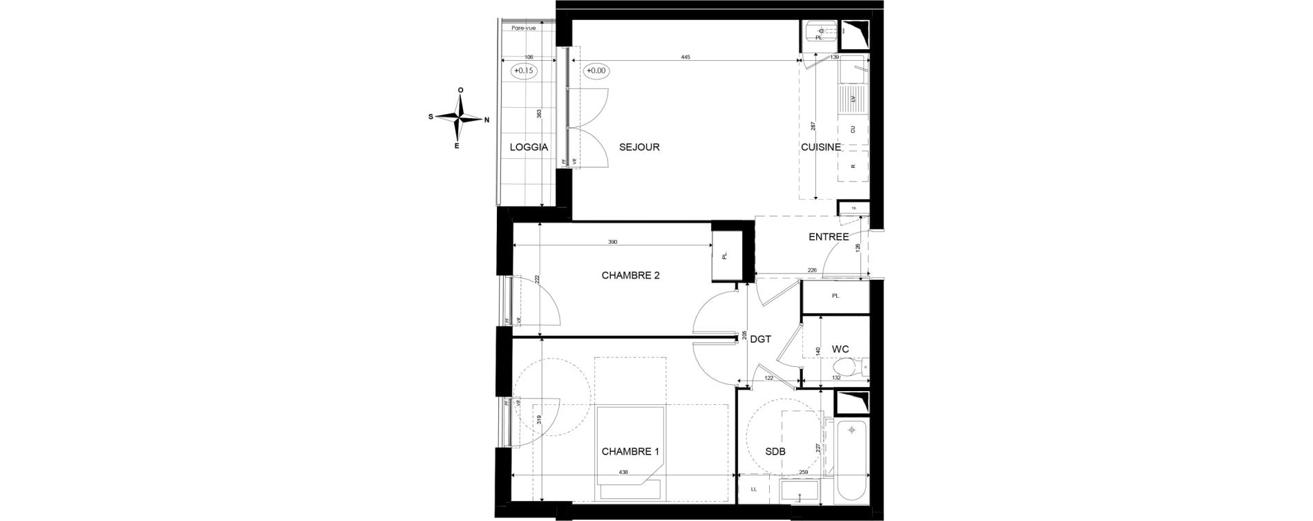 Appartement T3 de 59,47 m2 &agrave; Paray-Vieille-Poste Centre