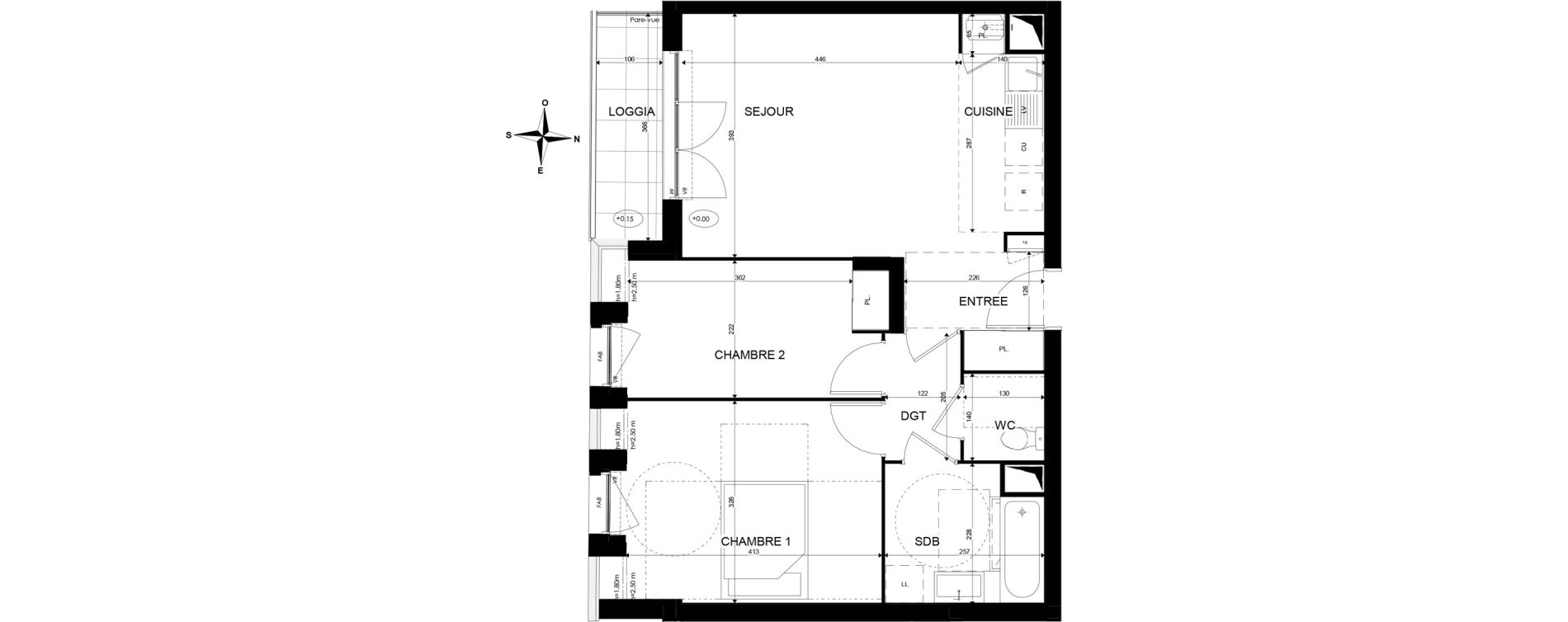Appartement T3 de 58,51 m2 &agrave; Paray-Vieille-Poste Centre