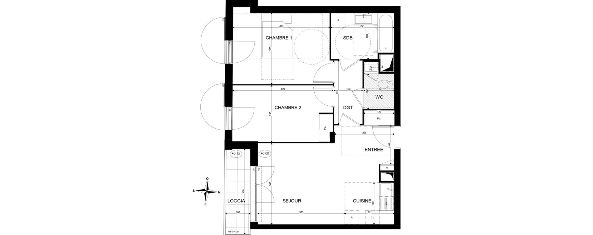 Appartement T3 de 56,76 m2 &agrave; Paray-Vieille-Poste Centre