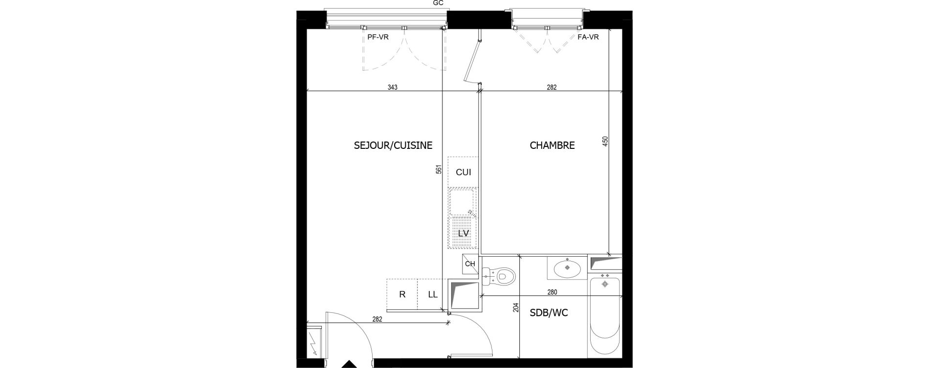 Appartement T2 de 40,20 m2 &agrave; Quincy-Sous-S&eacute;nart Centre