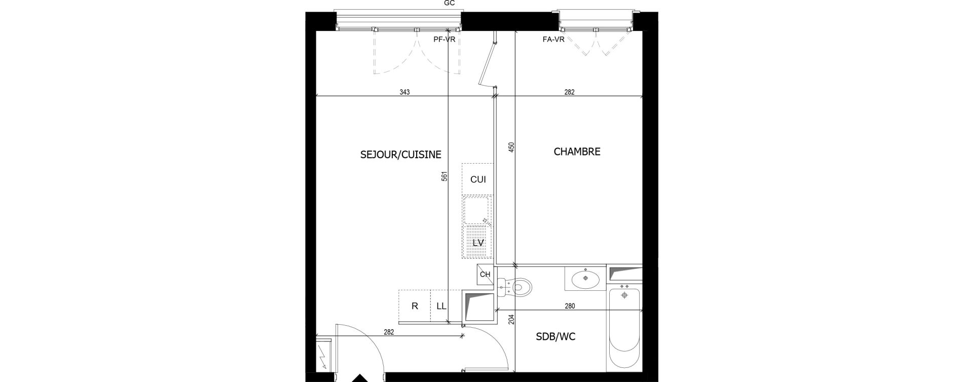 Appartement T2 de 40,20 m2 &agrave; Quincy-Sous-S&eacute;nart Centre