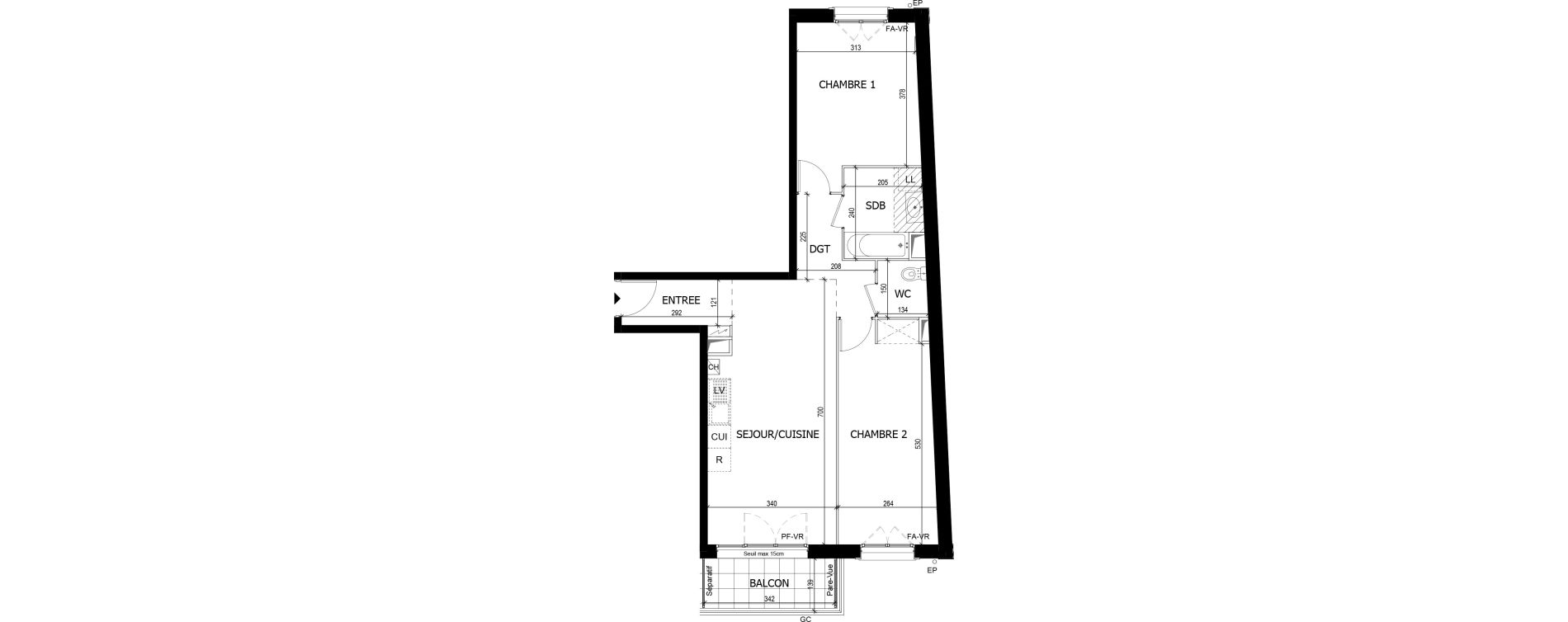 Appartement T3 de 64,60 m2 &agrave; Quincy-Sous-S&eacute;nart Centre