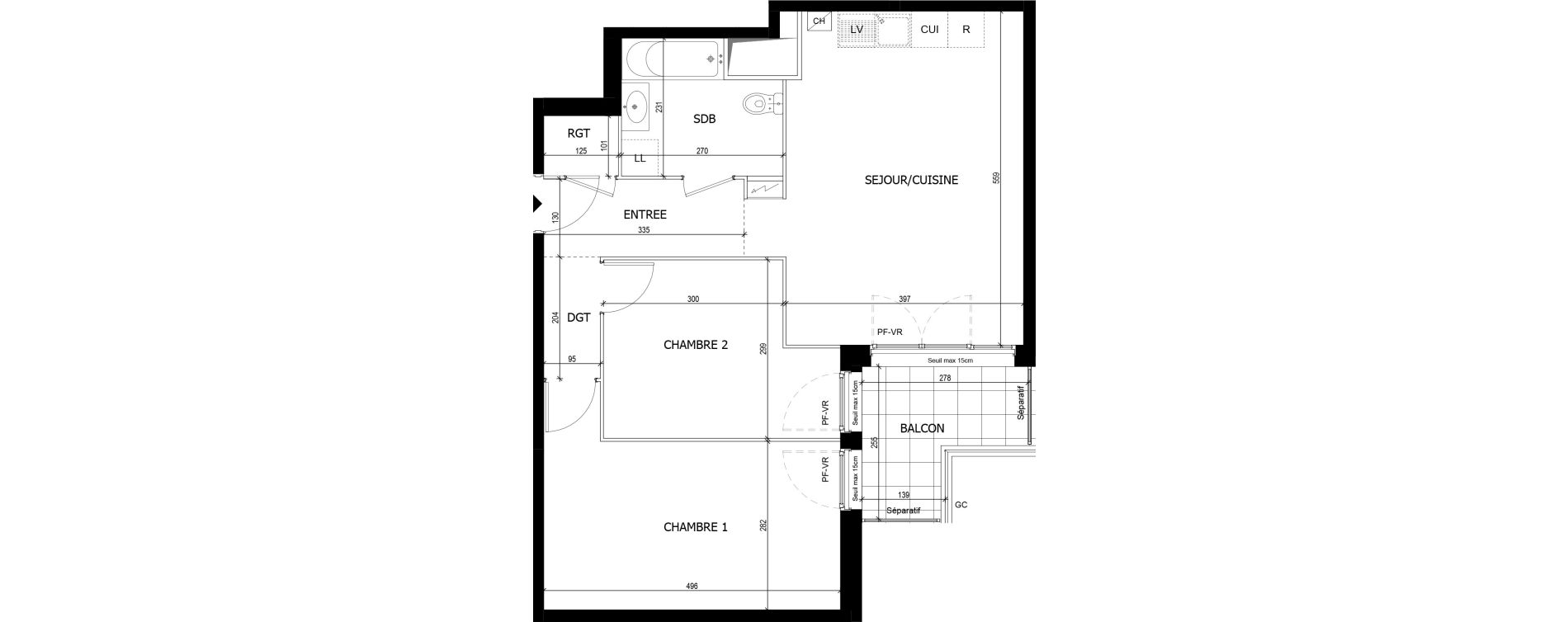 Appartement T3 de 61,00 m2 &agrave; Quincy-Sous-S&eacute;nart Centre