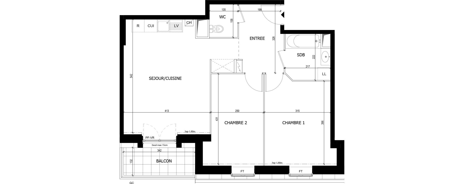 Appartement T3 de 61,80 m2 &agrave; Quincy-Sous-S&eacute;nart Centre