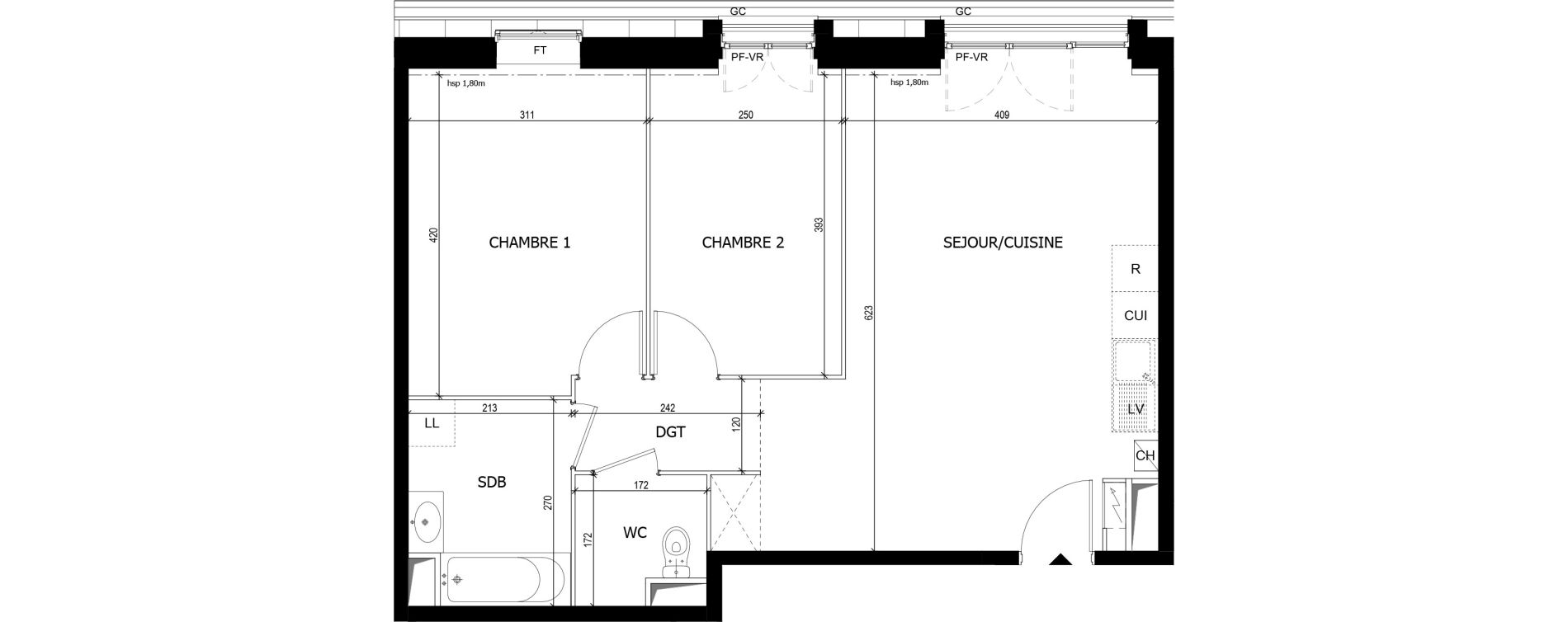 Appartement T3 de 63,00 m2 &agrave; Quincy-Sous-S&eacute;nart Centre