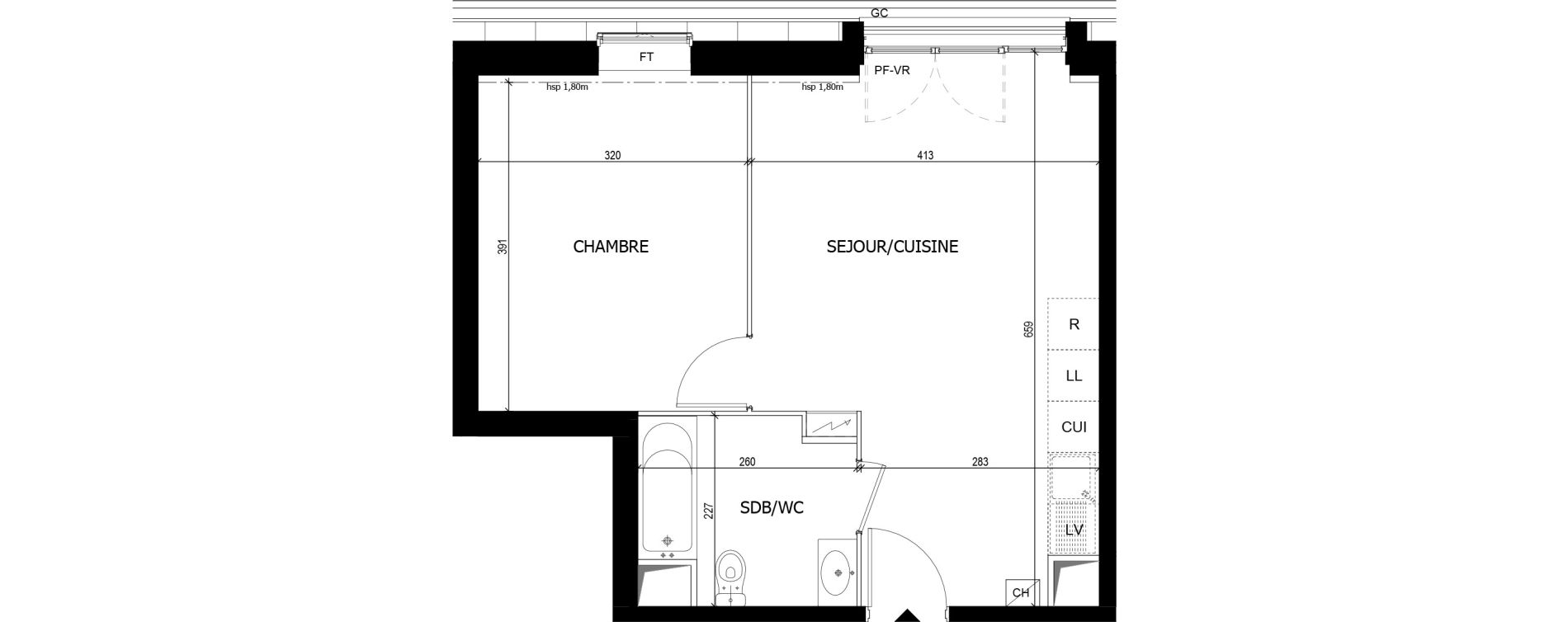 Appartement T2 de 41,00 m2 &agrave; Quincy-Sous-S&eacute;nart Centre