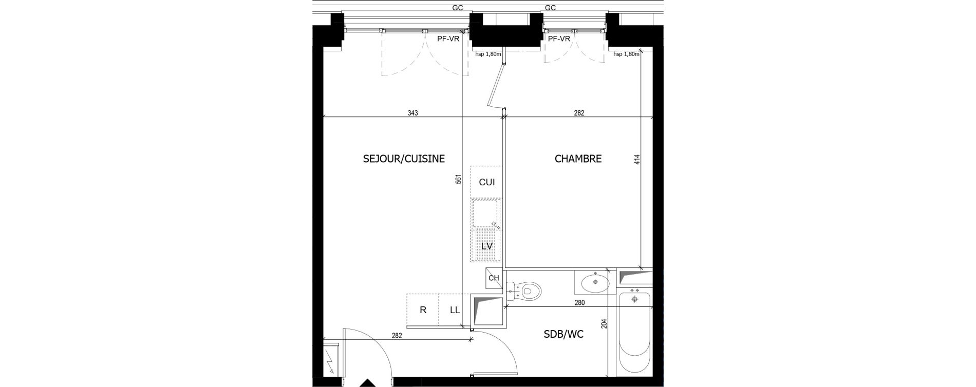 Appartement T2 de 39,20 m2 &agrave; Quincy-Sous-S&eacute;nart Centre