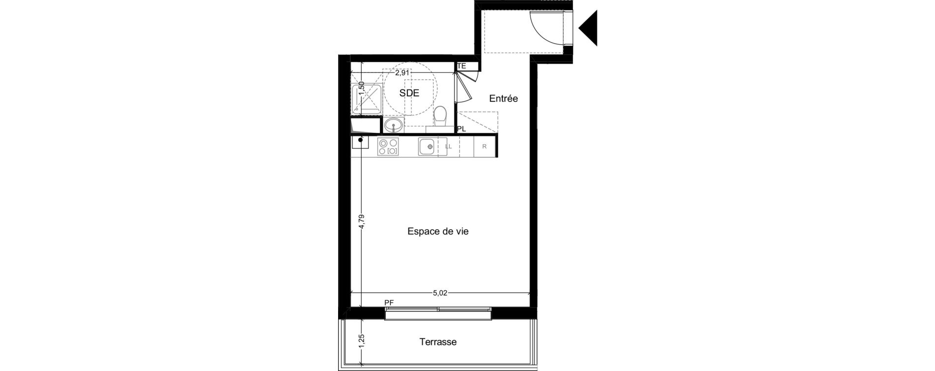 Appartement T1 de 36,63 m2 &agrave; Quincy-Sous-S&eacute;nart Centre