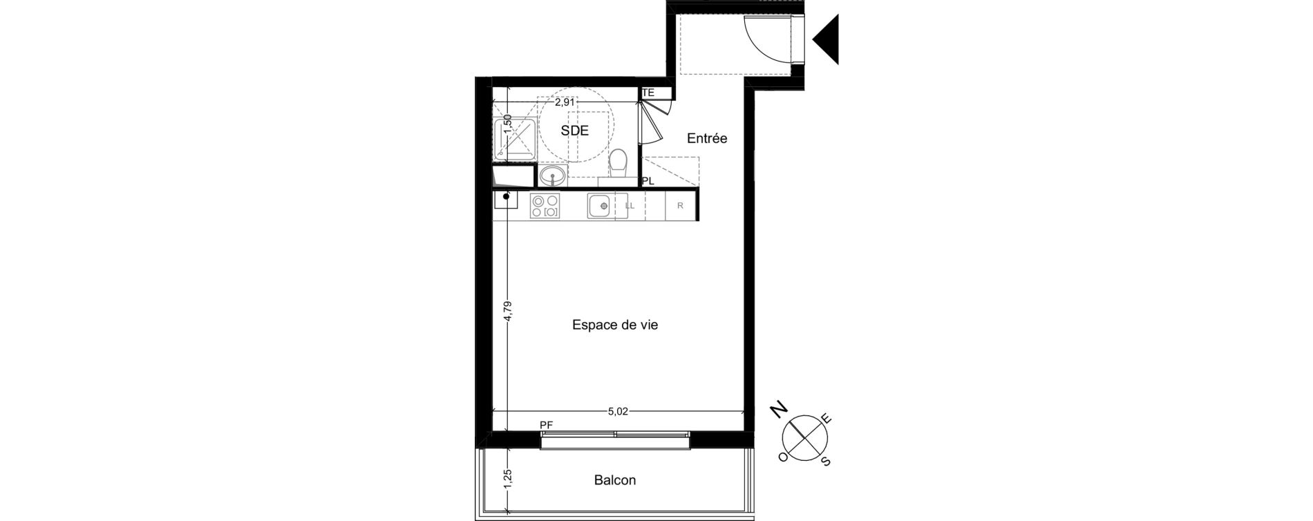 Appartement T1 de 36,63 m2 &agrave; Quincy-Sous-S&eacute;nart Centre