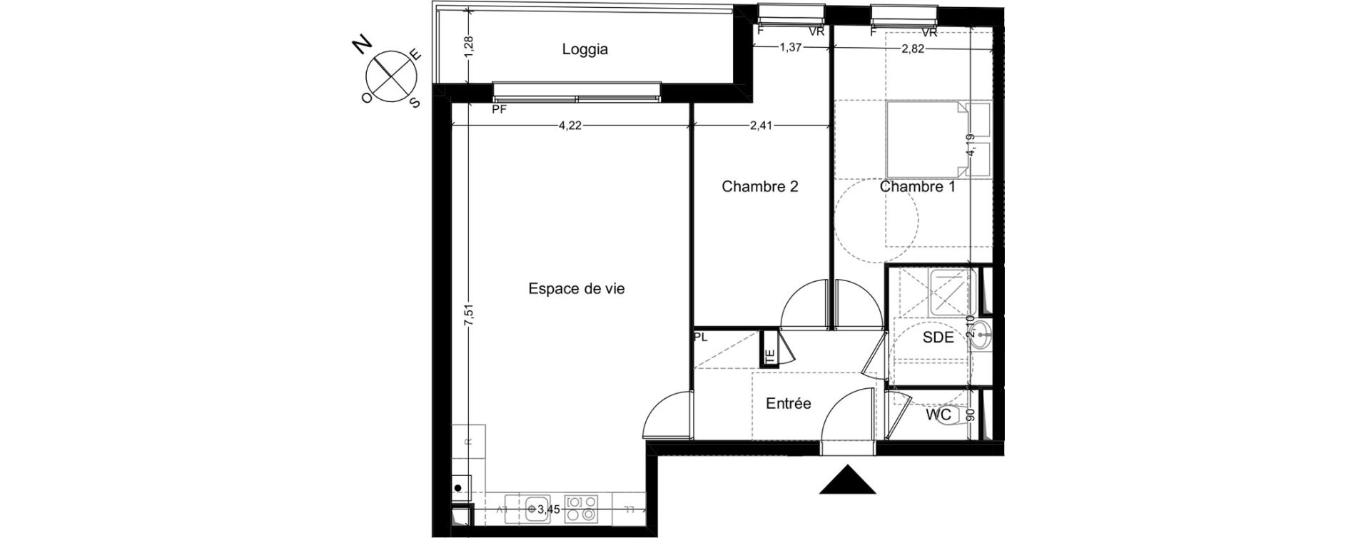 Appartement T3 de 66,34 m2 &agrave; Quincy-Sous-S&eacute;nart Centre