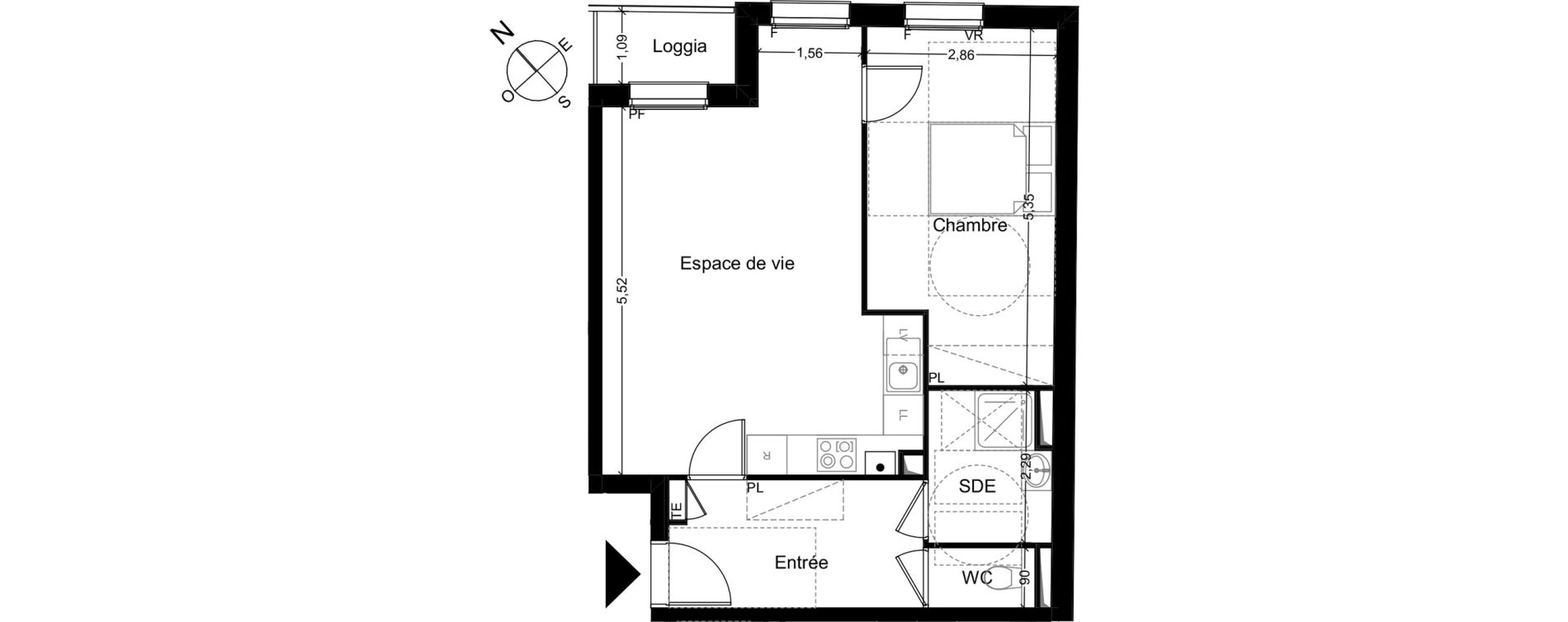 Appartement T2 de 52,49 m2 &agrave; Quincy-Sous-S&eacute;nart Centre