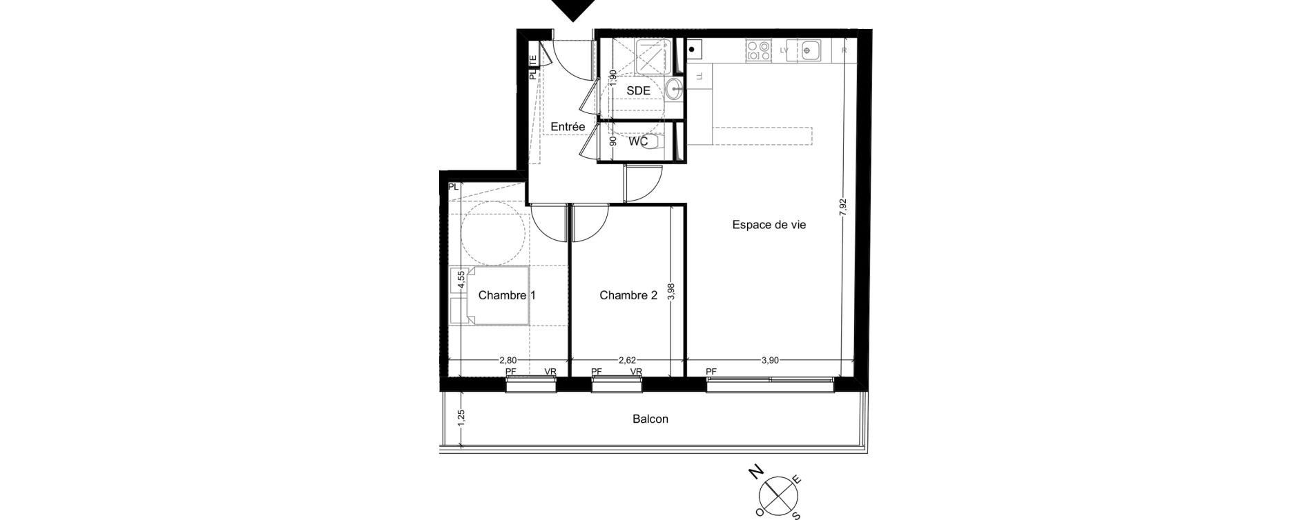 Appartement T3 de 66,74 m2 &agrave; Quincy-Sous-S&eacute;nart Centre