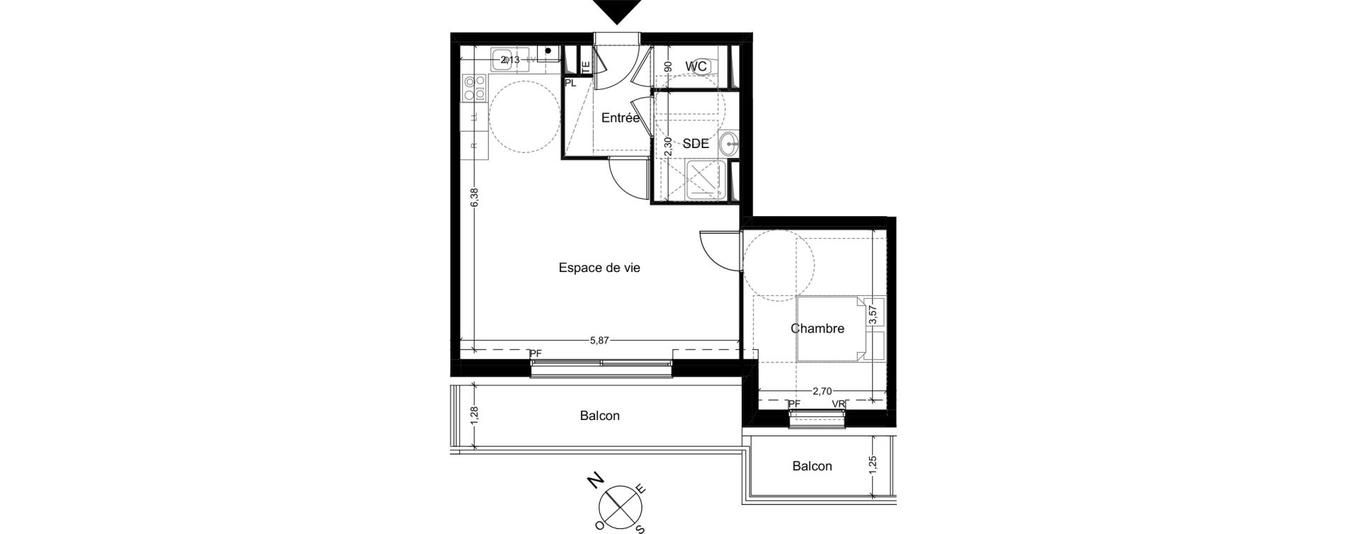 Appartement T2 de 47,31 m2 &agrave; Quincy-Sous-S&eacute;nart Centre