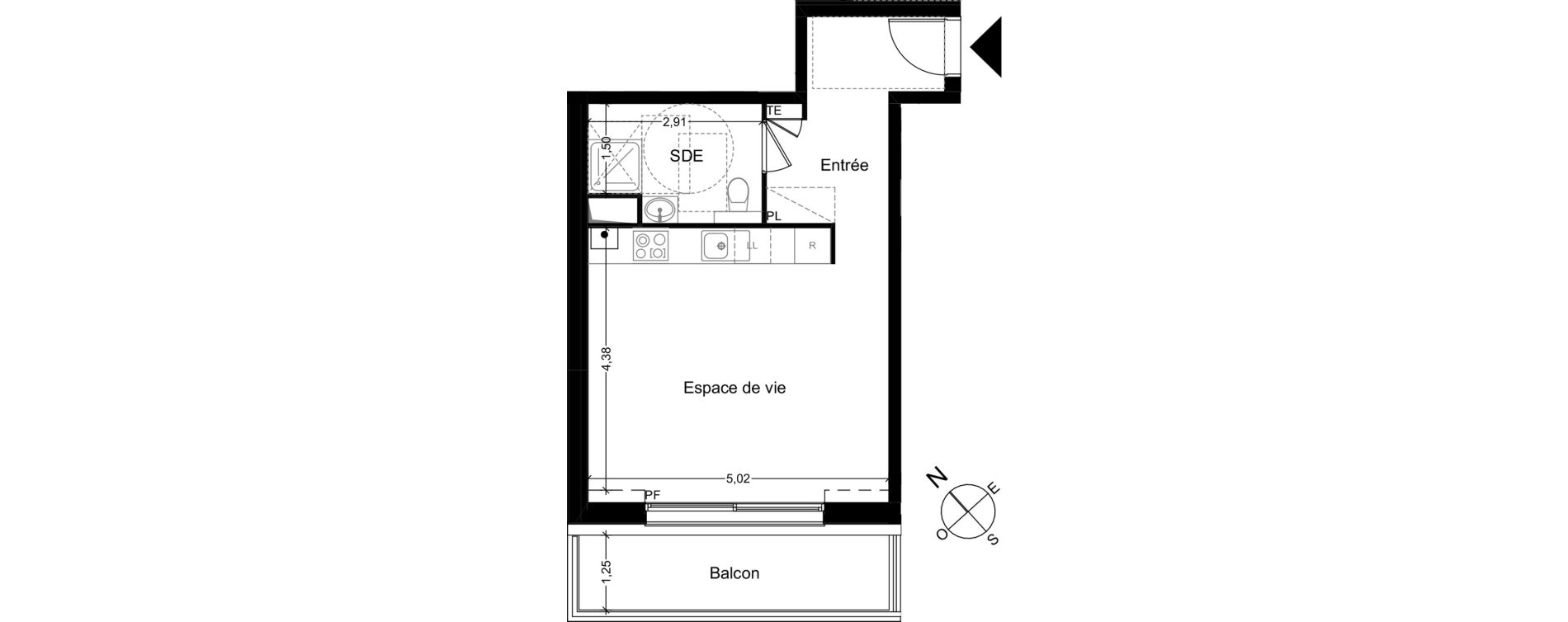 Appartement T1 de 35,19 m2 &agrave; Quincy-Sous-S&eacute;nart Centre