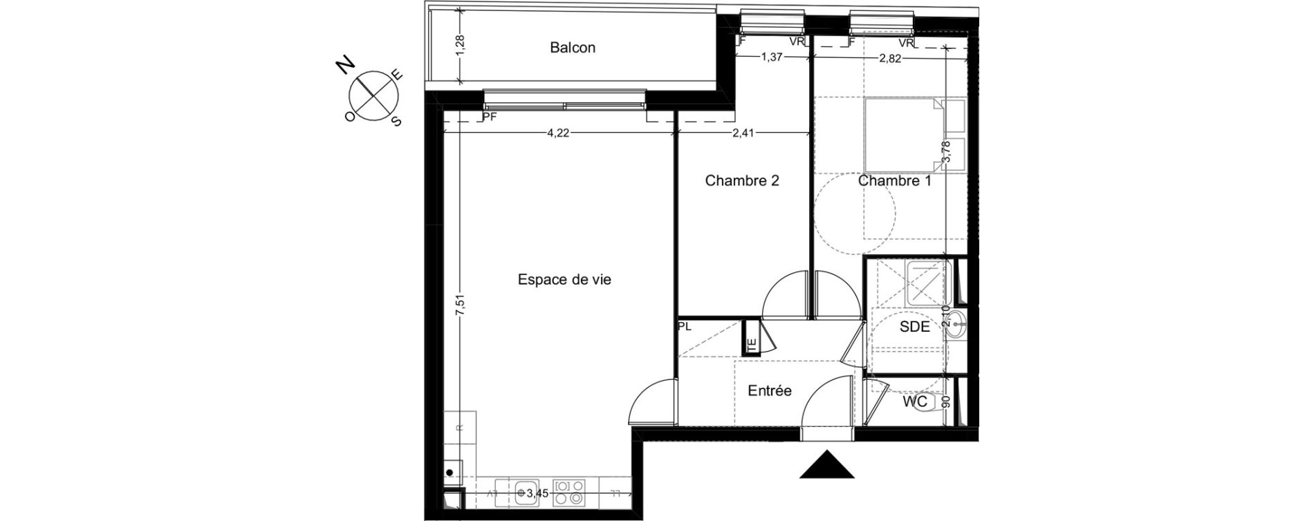 Appartement T3 de 63,58 m2 &agrave; Quincy-Sous-S&eacute;nart Centre