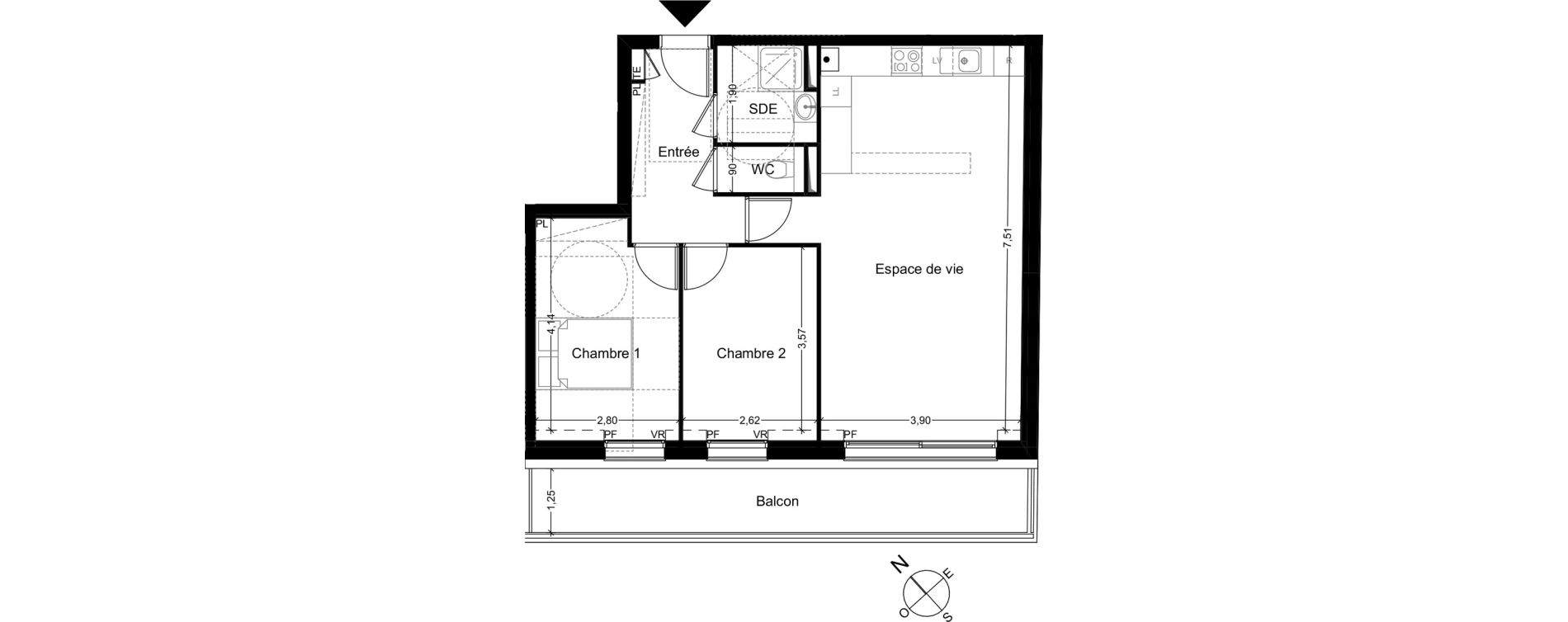 Appartement T3 de 64,03 m2 &agrave; Quincy-Sous-S&eacute;nart Centre