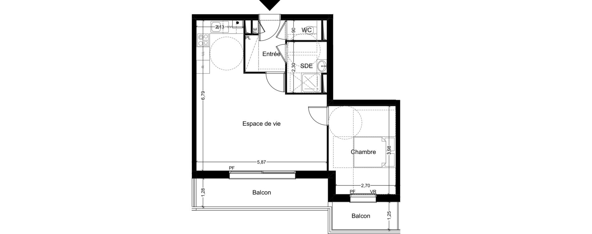 Appartement T2 de 50,07 m2 &agrave; Quincy-Sous-S&eacute;nart Centre
