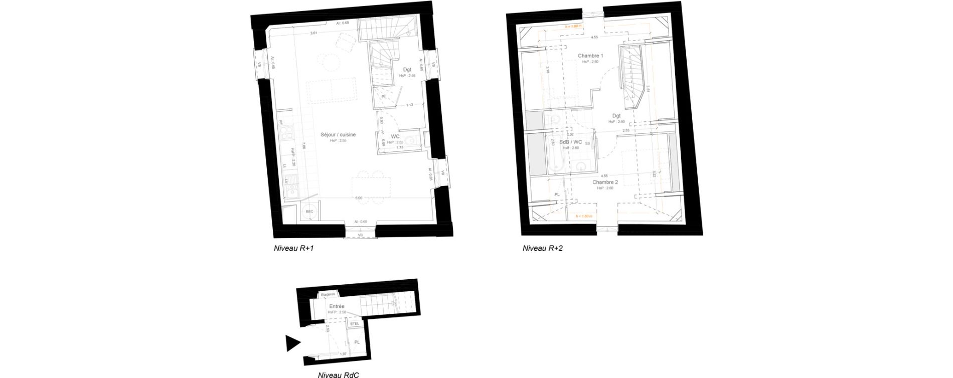 Duplex T3 de 78,40 m2 &agrave; Ris-Orangis Ferme d orangis