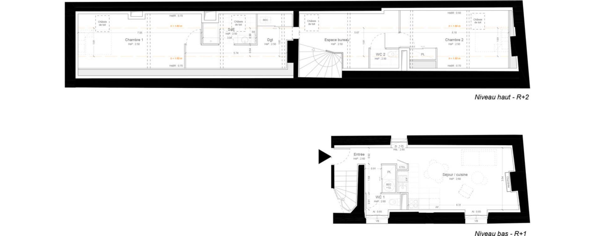 Duplex T3 de 65,40 m2 &agrave; Ris-Orangis Ferme d orangis