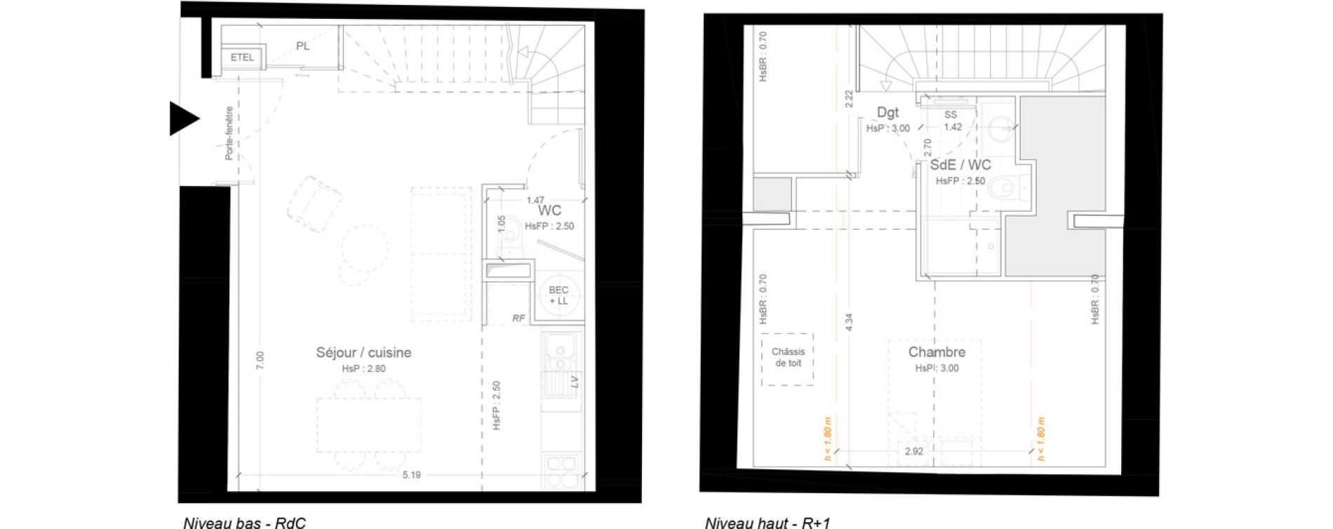 Duplex T2 de 47,90 m2 &agrave; Ris-Orangis Ferme d orangis