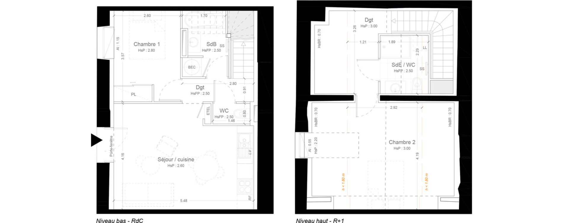 Duplex T3 de 59,35 m2 &agrave; Ris-Orangis Ferme d orangis