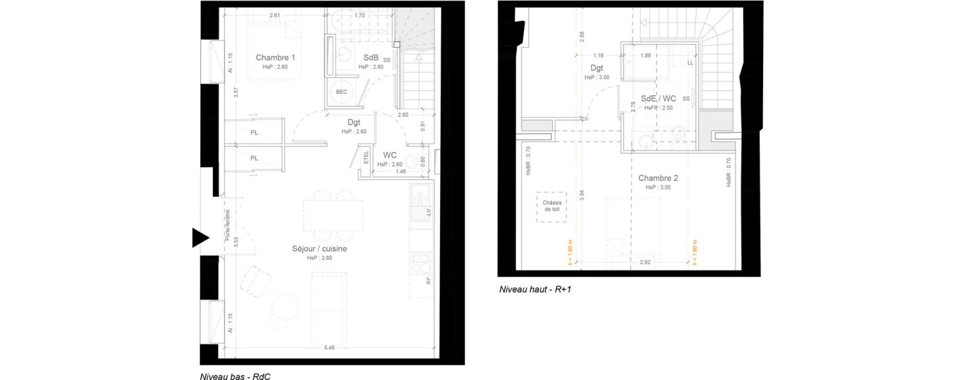 Duplex T3 de 63,45 m2 &agrave; Ris-Orangis Ferme d orangis