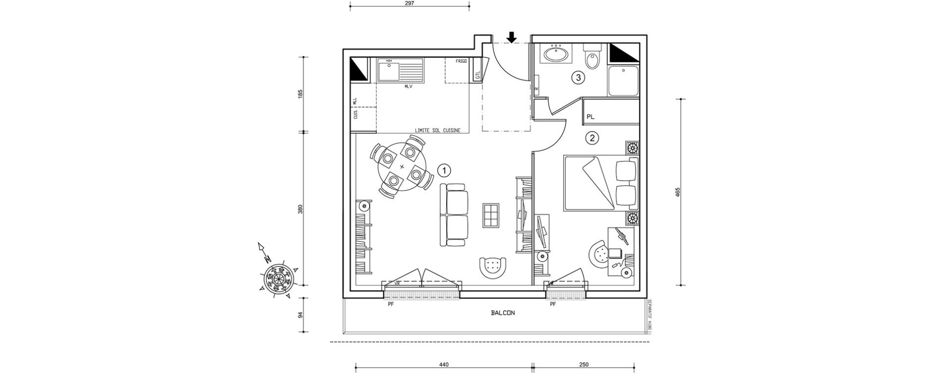 Appartement T2 de 40,39 m2 &agrave; Ris-Orangis Val de ris
