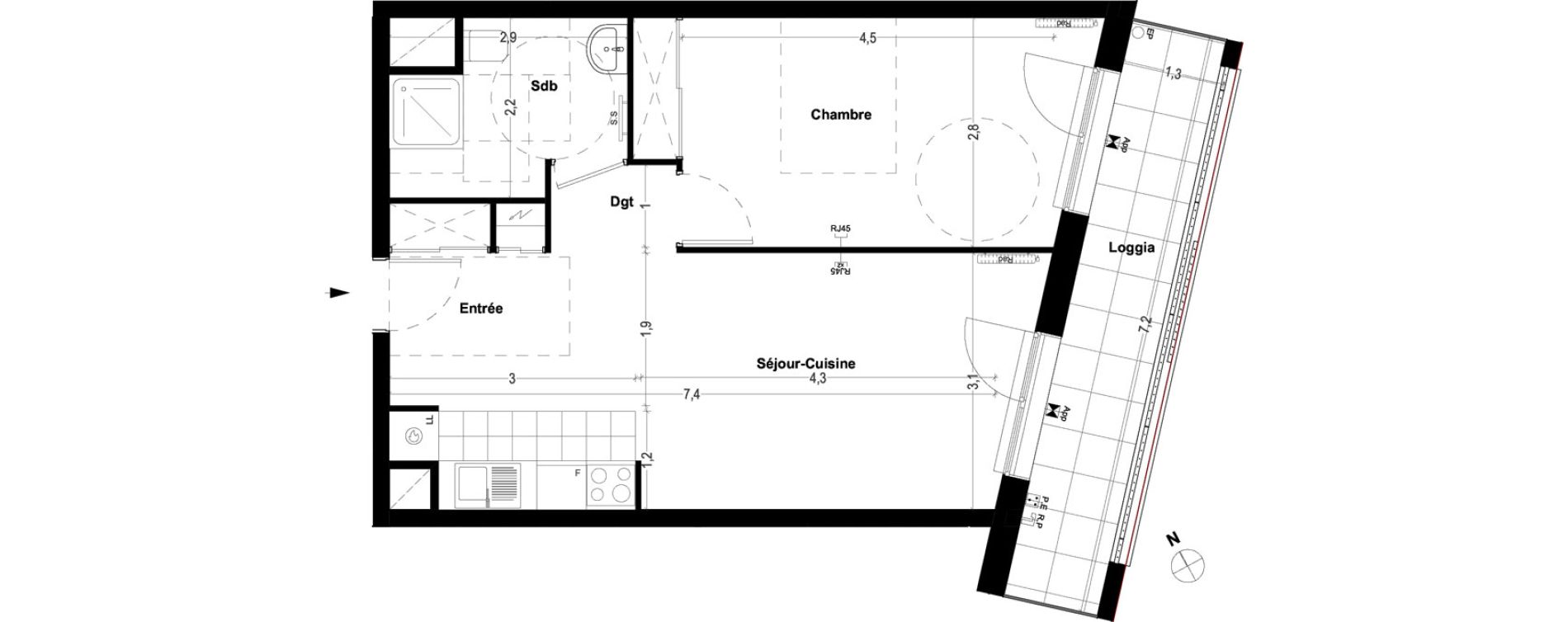 Appartement T2 de 46,40 m2 &agrave; Ris-Orangis Centre