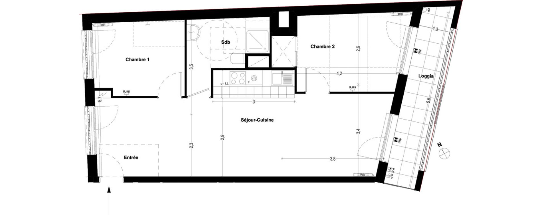 Appartement T3 de 62,20 m2 &agrave; Ris-Orangis Centre